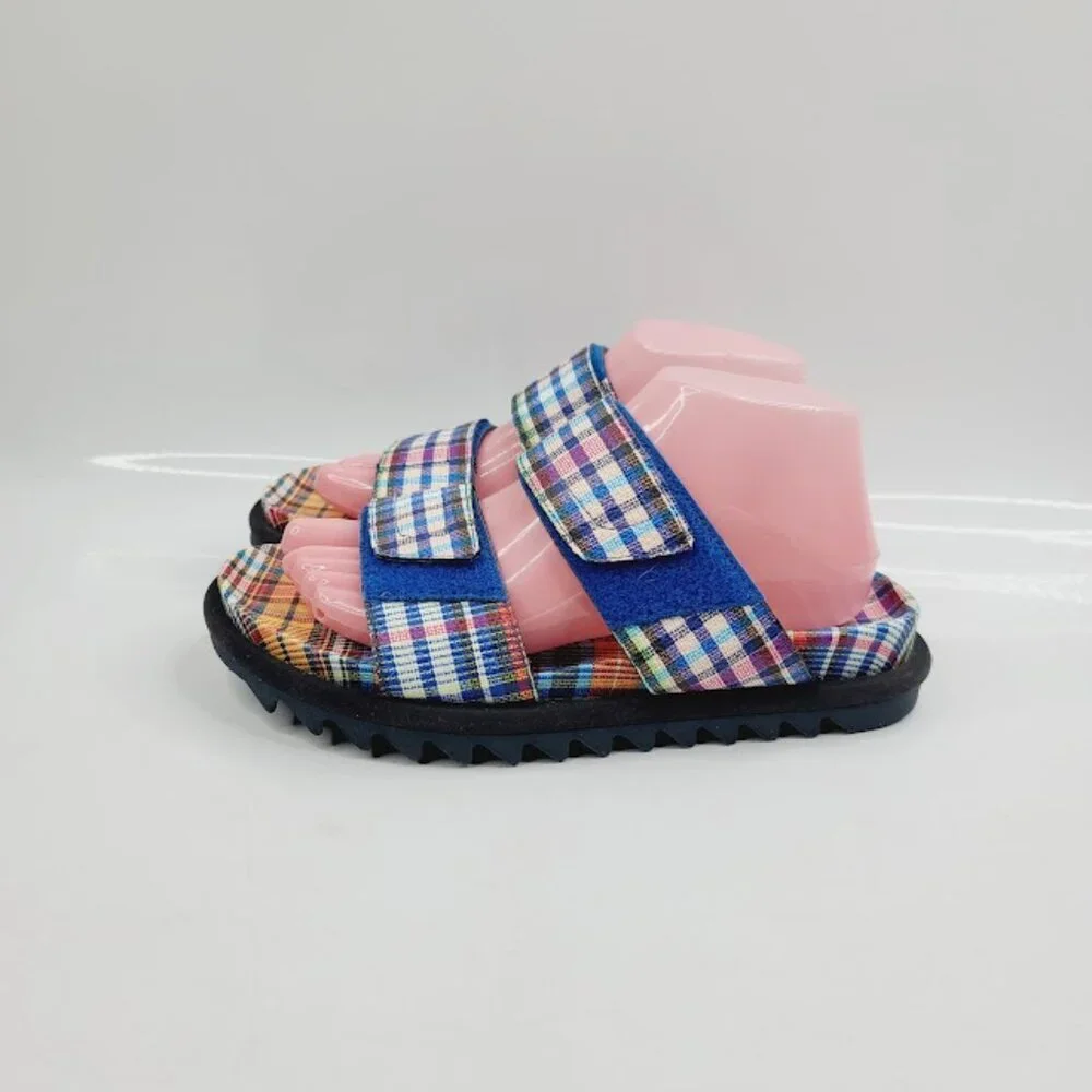 Vibram Women's Multicolor Plaid Dual Strap Casual Slide Sandal Size‎ 7